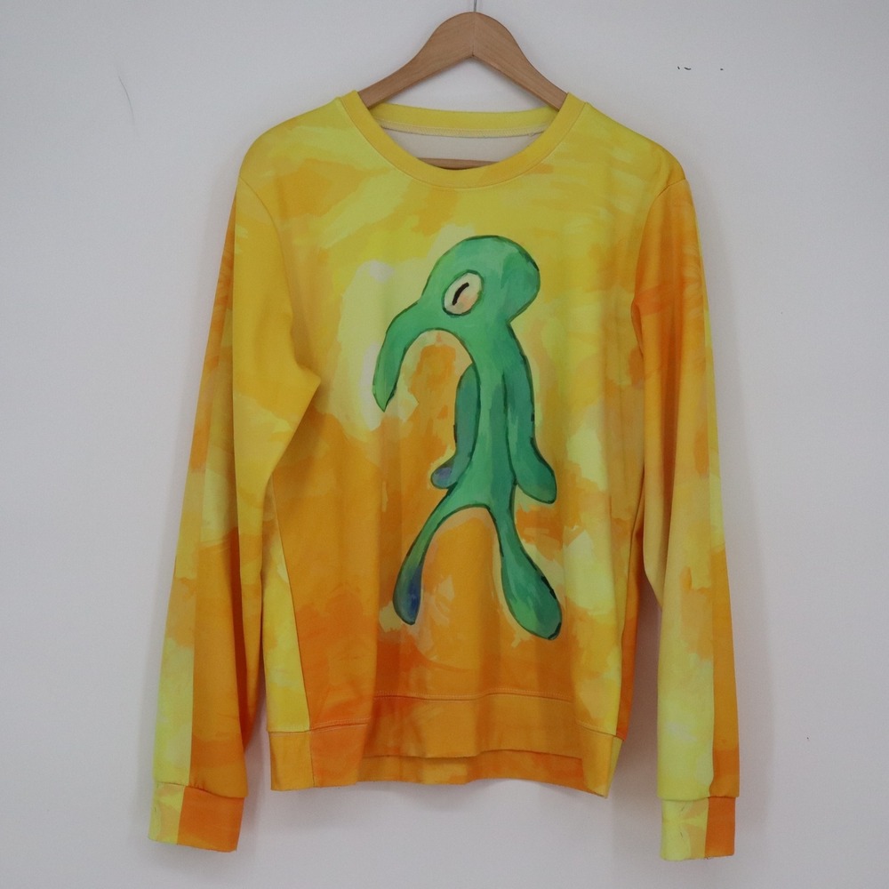 Unbranded Sweatshirt Mens L Bold and Brash Squidward Yellow Graphic Excellent